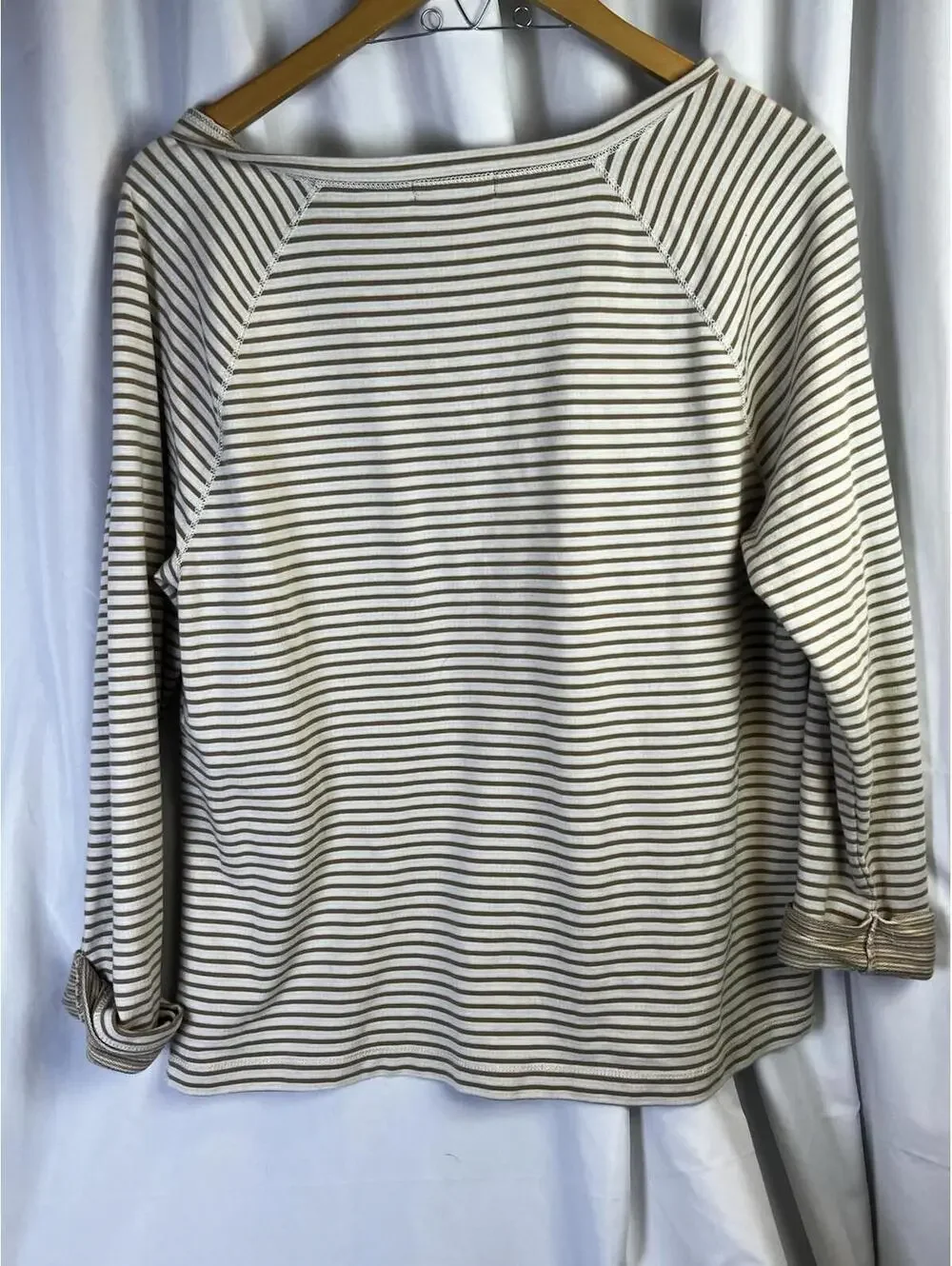 Lauren Ralph Lauren Womens Gold And Cream Stripe Long Sleeve Shirt Large EUC